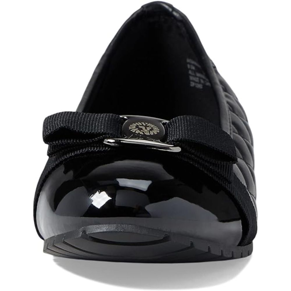 Gianna Black Quilted Leather Anne Klein Ballet Flats
