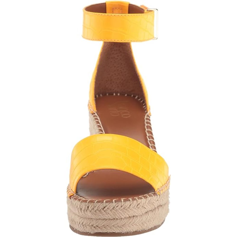 Clemens Orange Shine Crocodile Print Leather Franco Sarto Wedge Sandals