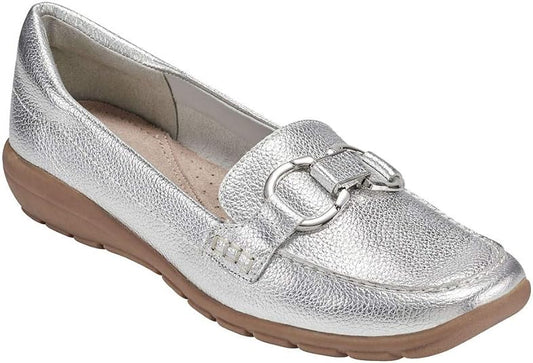 Avienta Silver Leather Easy Spirit Loafer Flats
