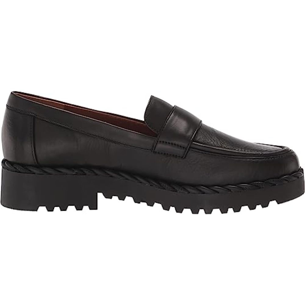 Carol Black Leather Franco Sarto Loafer Flats