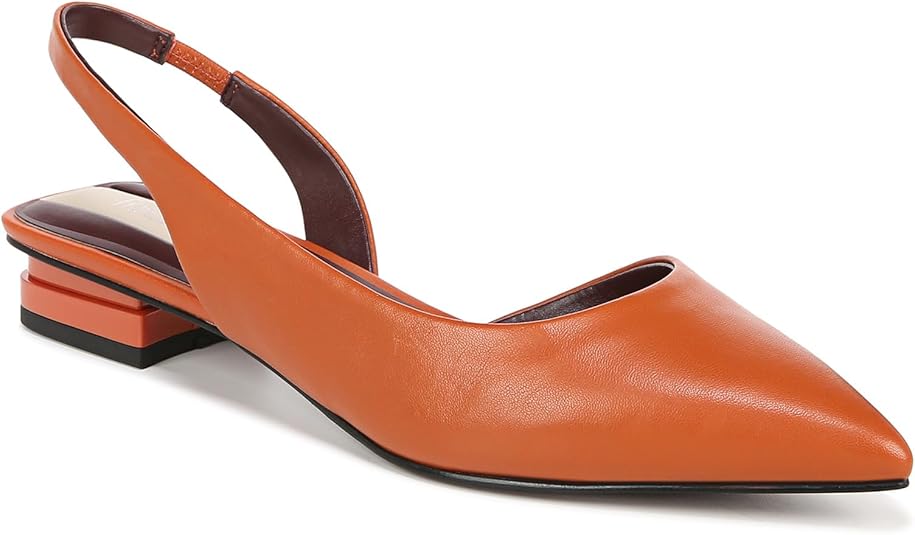 Franco Sarto Women's Tyra Orange Leather Slingback Pump