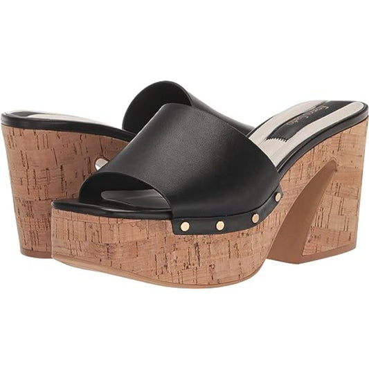 Damara Black Leather Franco Sarto Sandals