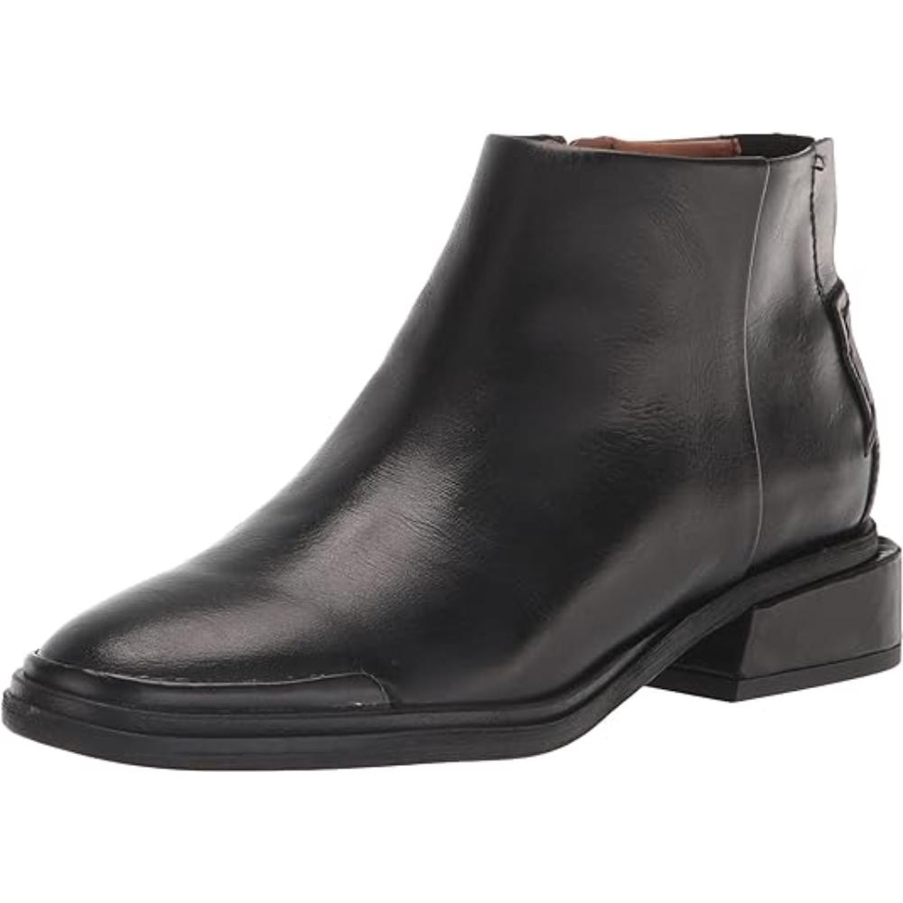 Nemi Black Leather Franco Sarto Ankle Boots