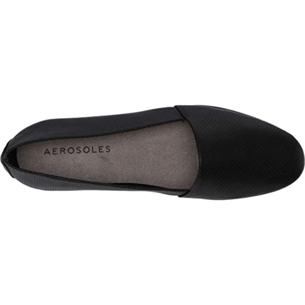 Softee Black Leather Aerosoles Loafer Flats