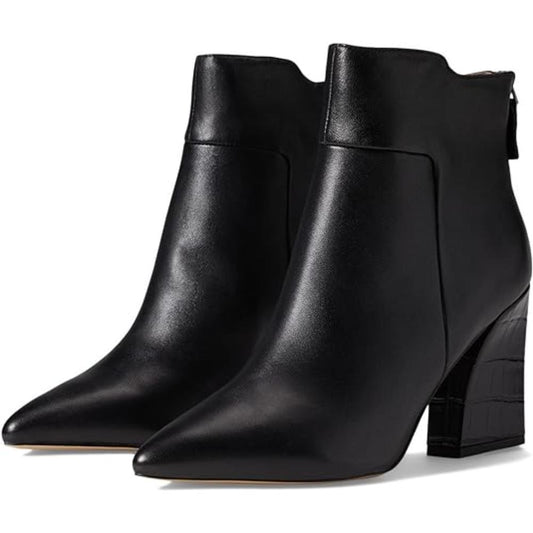 Venture Black Leather Franco Sarto Ankle Boots