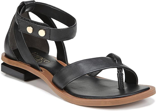 Parker Black Leather Franco Sarto Flat Sandals