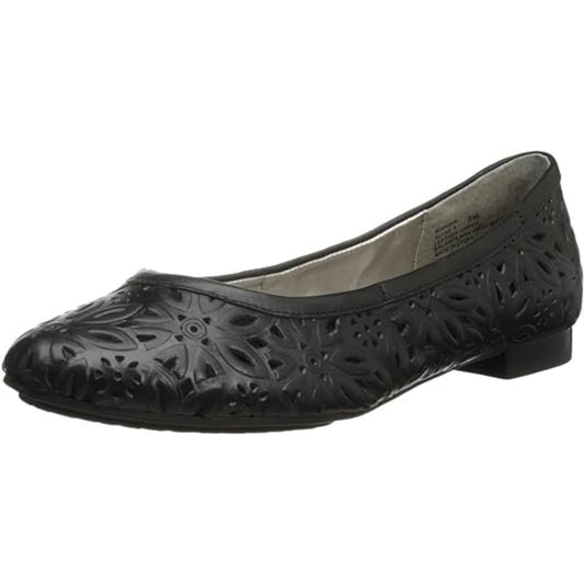 Me Too Women's Alyse6 Ballet Flat Black Leather