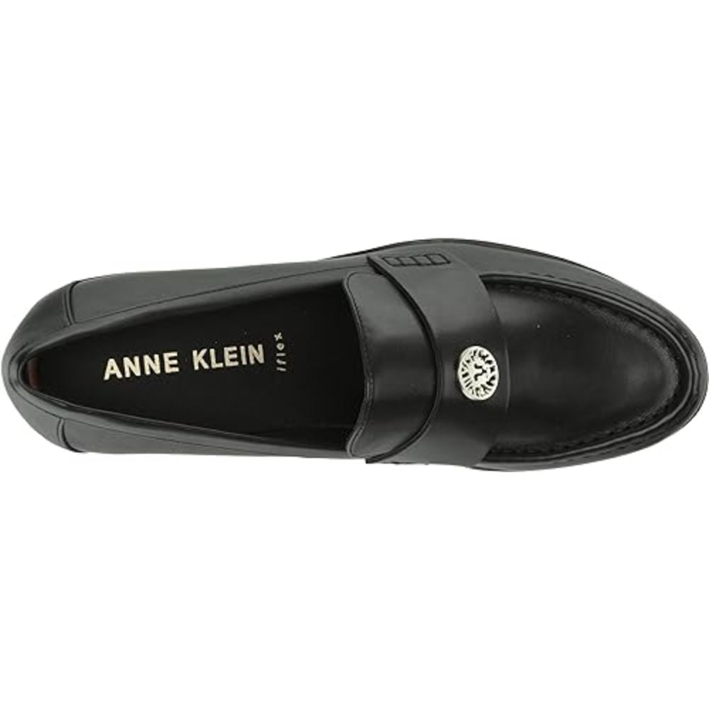 Quella Black Leather Anne Klein Wedge Loafer