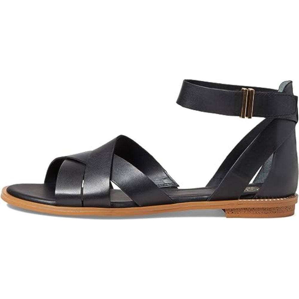 Giola Black Leather Franco Sarto Flat Sandals