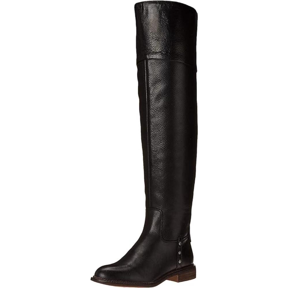 Haleen Black Leather Wide Calf Franco Sarto Over the Knee Boots