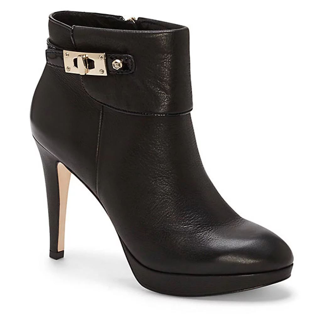 Evalina Black Leather Vince Camuto Signature Ankle Boots