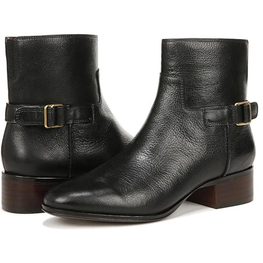 Joanne Black Leather Franco Sarto Ankle Boots