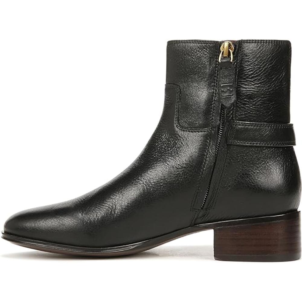 Joanne Black Leather Franco Sarto Ankle Boots
