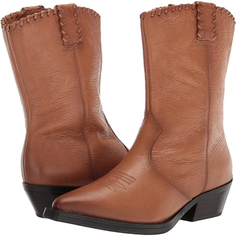 Lance Tan Leather Franco Sarto Cowboy Ankle Boots