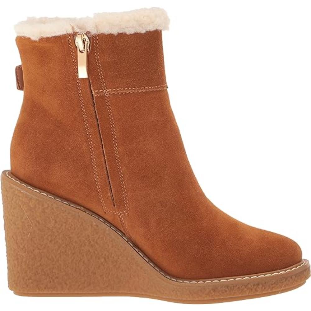 Ulayna Whiskey Tan Suede Franco Sarto Ankle Wedge Boots