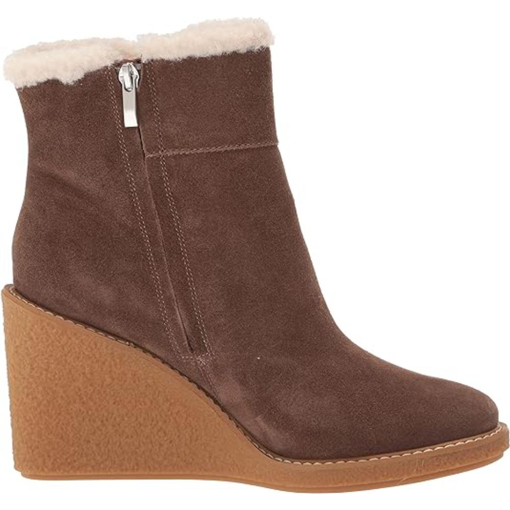 Ulayna Nogat Tan Suede Franco Sarto Ankle Wedge Boots
