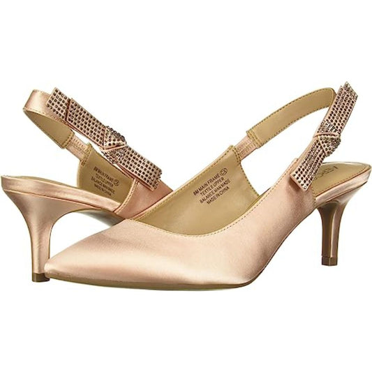 Main Frame Tan Satin Fabric Aerosoles Slingback Pumps