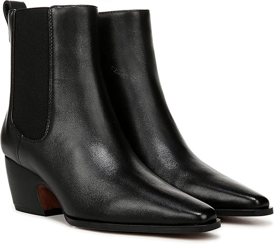 Vianca Black Leather Franco Sarto Ankle Boots