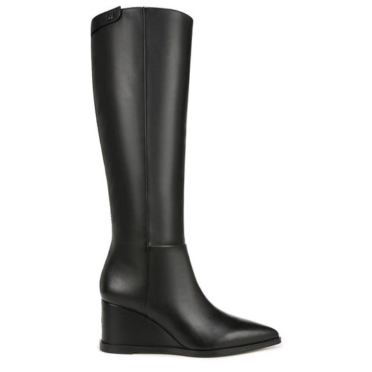 Estella Black Leather Franco Sarto Wedge Boots