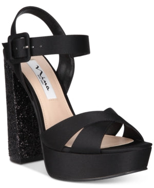 Savita Black Satin Nina Platform Sandal