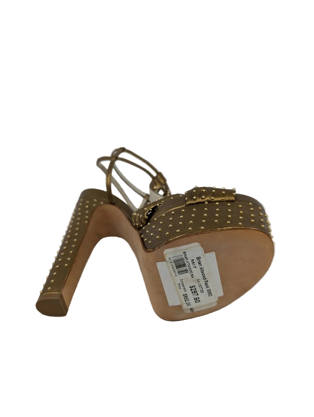 Gold Studded Leather Brian Atwood Platform Sandals