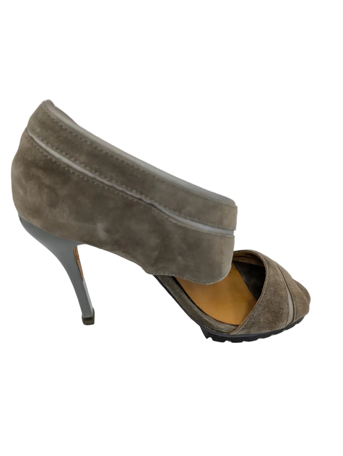 L.A.M.B Palma Gray Green Suede Sandals