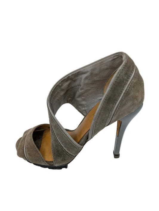 L.A.M.B Palma Gray Green Suede Sandals