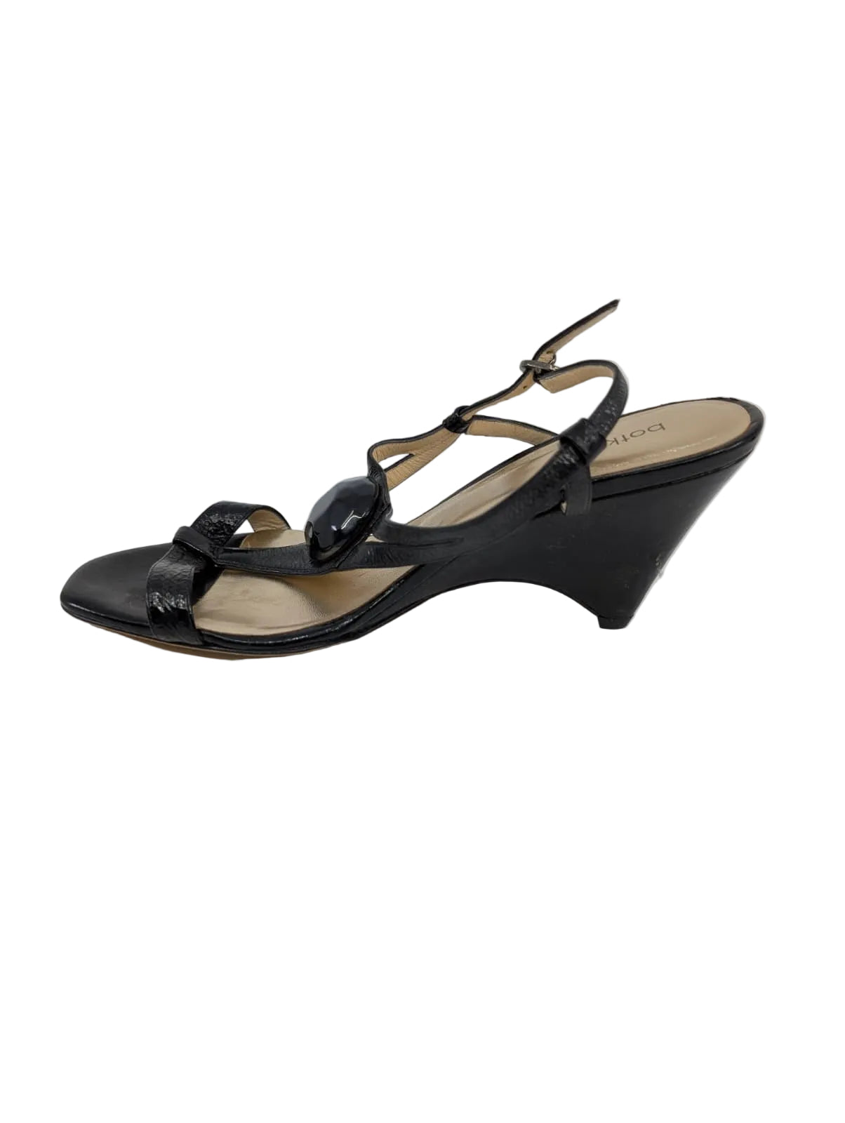 Botkier Black Patent Leather Wedge Sandals