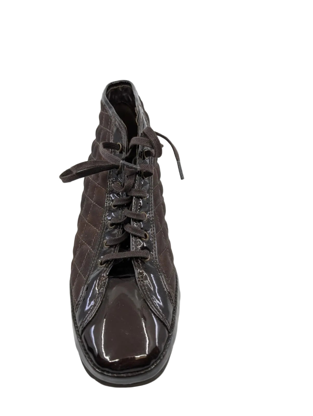 Ellates Moro Brown Patent and Fabric Amalfi Ankle Sneakers