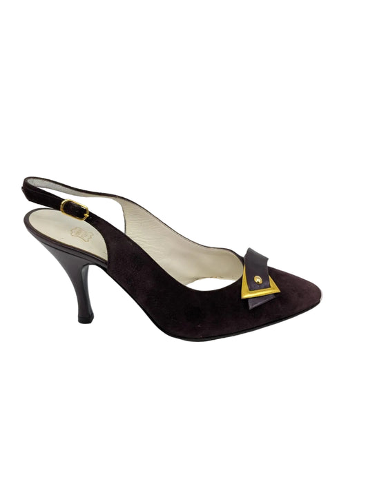 Bruno Magli Dark Burgundy Suede Slingback Pumps