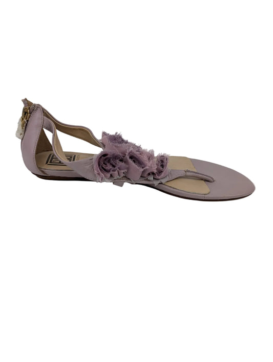 Pour La Victoire Purple Leather and Fabric Flat Sandals