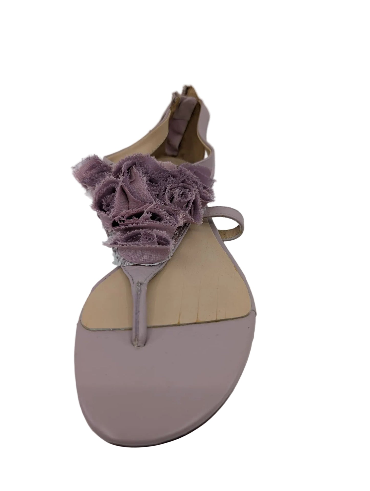 Pour La Victoire Purple Leather and Fabric Flat Sandals