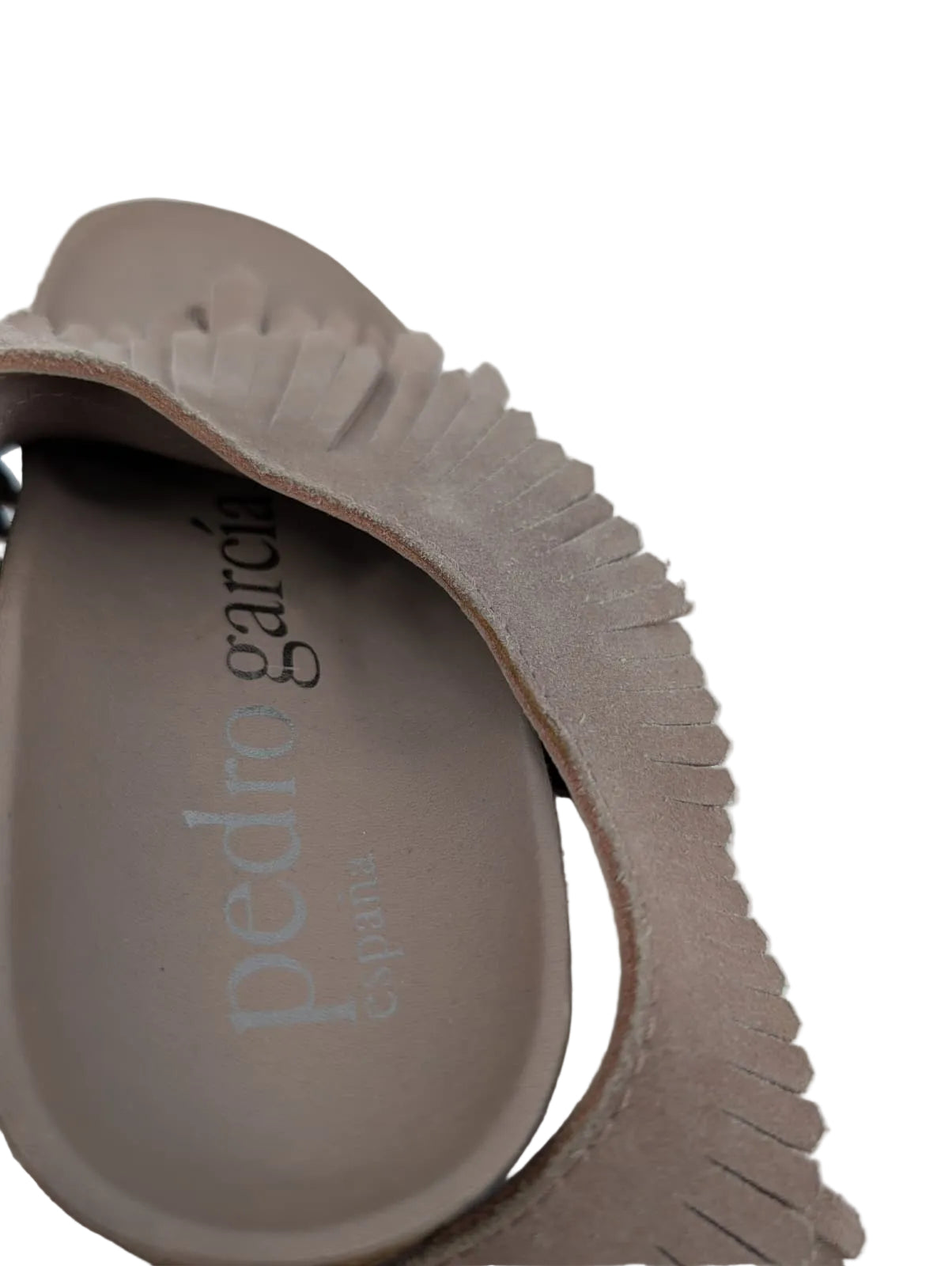 Pedro Garcia Taupe Fringe Flat Sandals