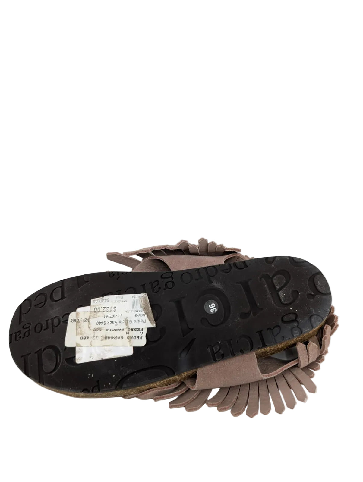 Pedro Garcia Taupe Fringe Flat Sandals