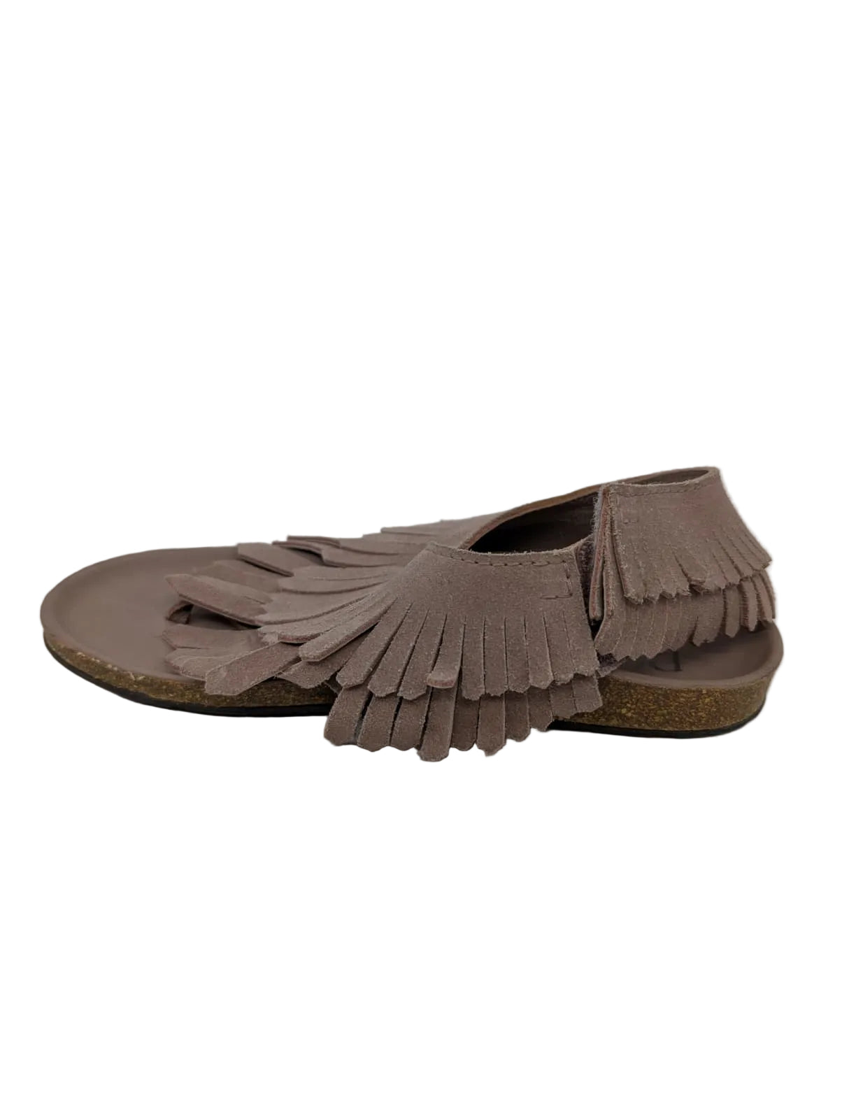 Pedro Garcia Taupe Fringe Flat Sandals
