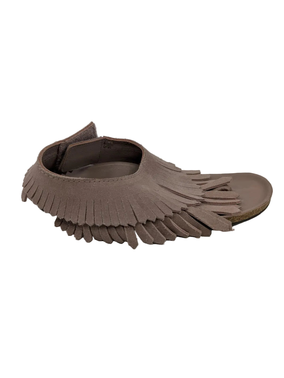 Pedro Garcia Taupe Fringe Flat Sandals