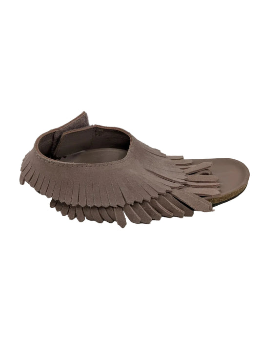 Pedro Garcia Taupe Fringe Flat Sandals