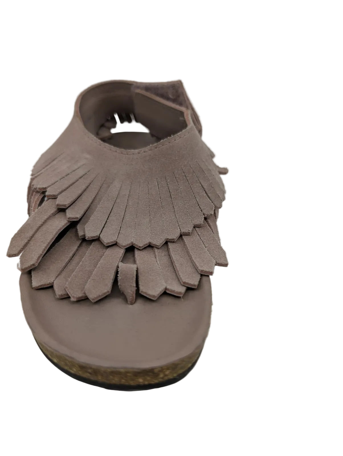 Pedro Garcia Taupe Fringe Flat Sandals