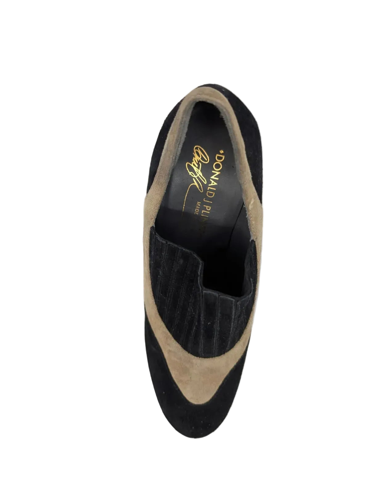 Donald Pliner Black and Beige Suede Pumps