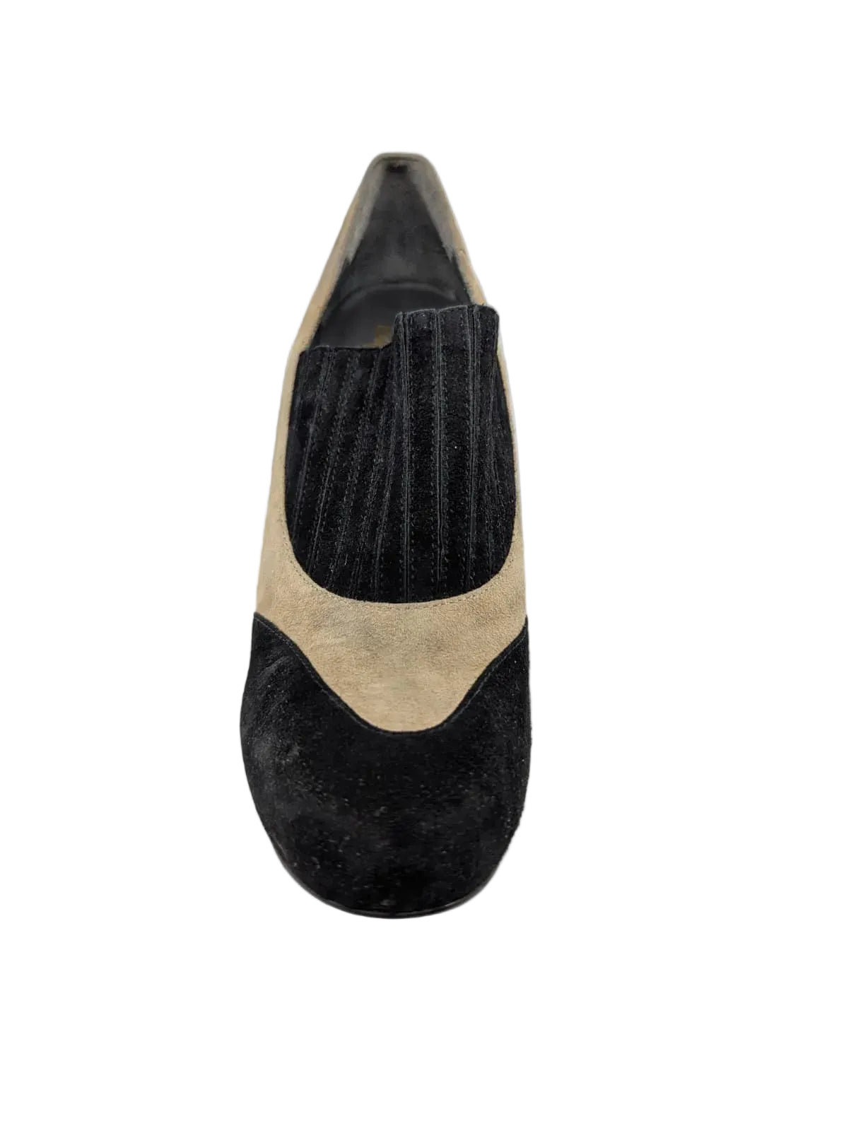 Donald Pliner Black and Beige Suede Pumps