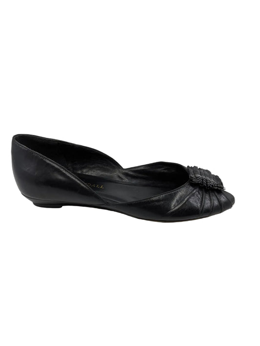 Loeffler Randall Black Peeptoe Leather Flats