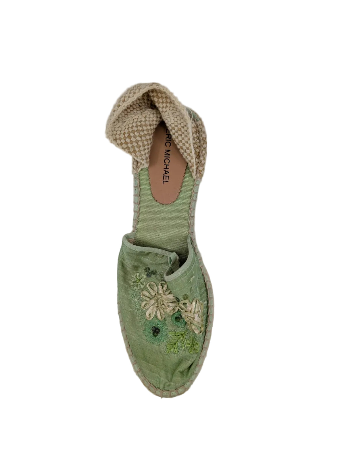 Eric Michael Green Fabric Wedge Espadrille Sandals