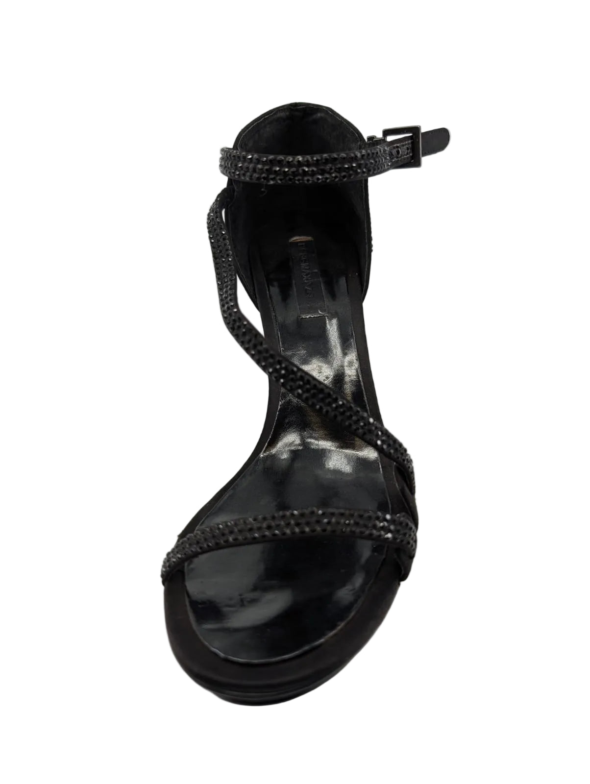 Peeking Black Satin BCBG Sandals