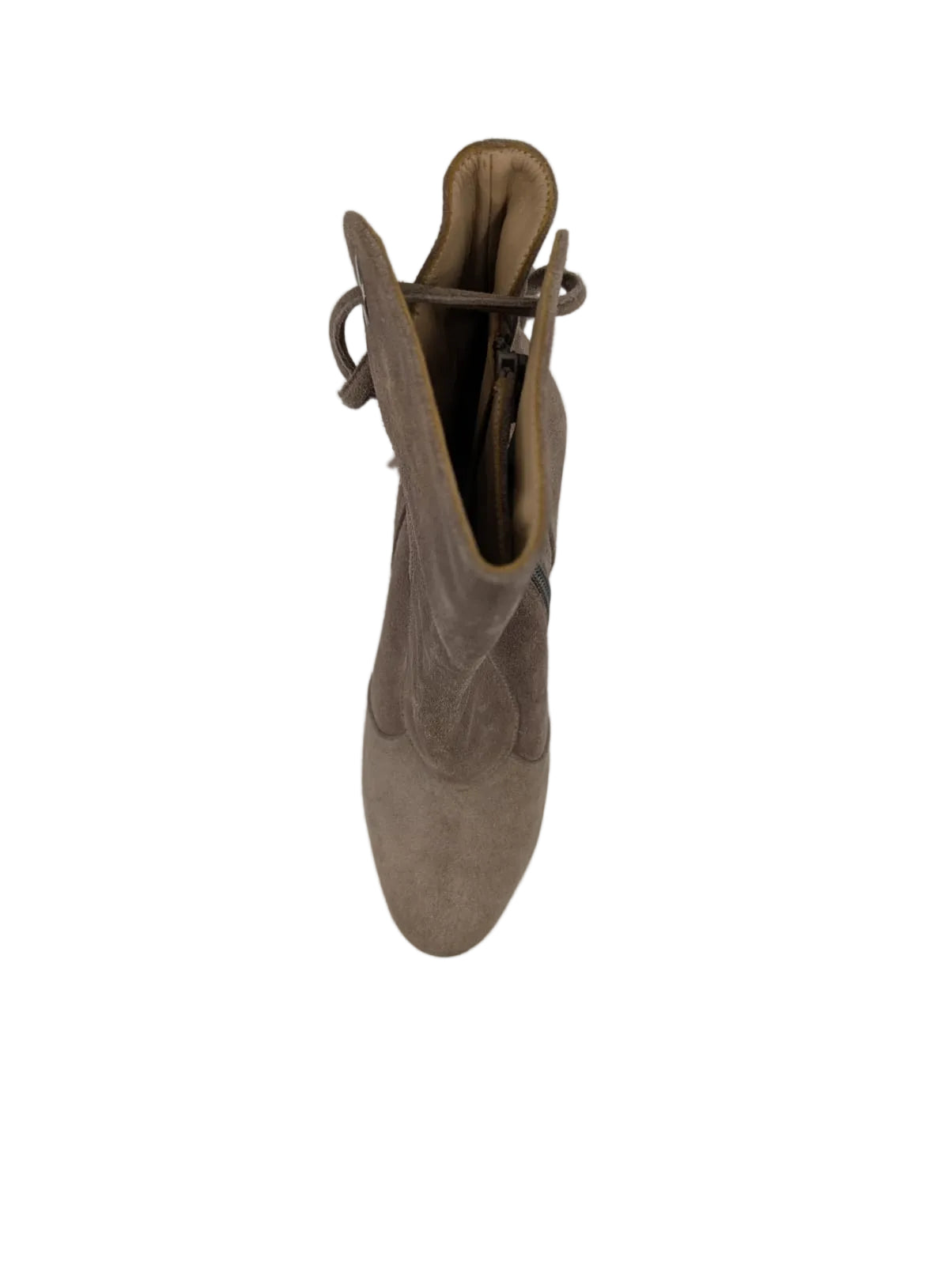 Pura Lopez Taupe Suede Wedge Ankle Boots
