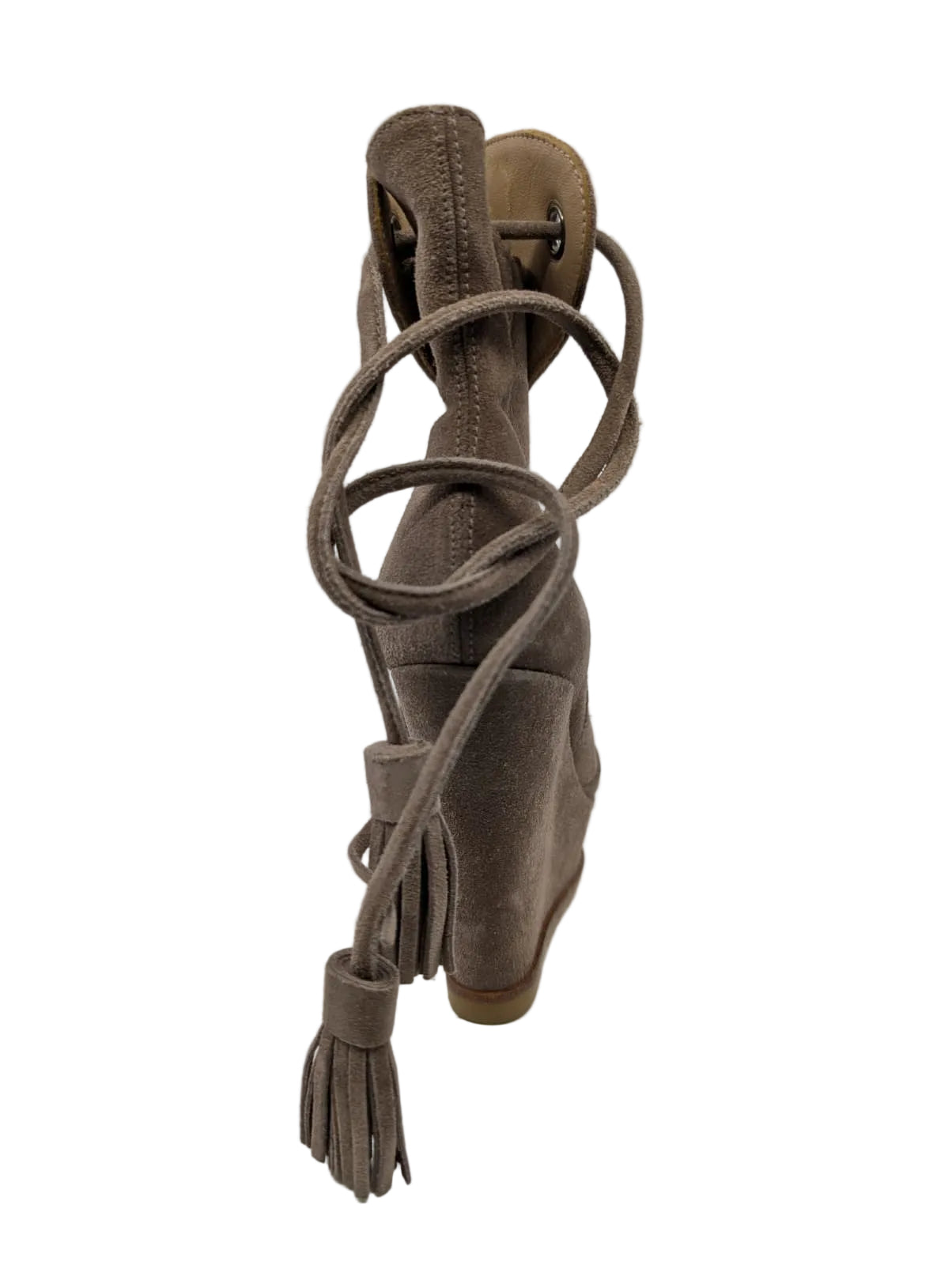 Pura Lopez Taupe Suede Wedge Ankle Boots