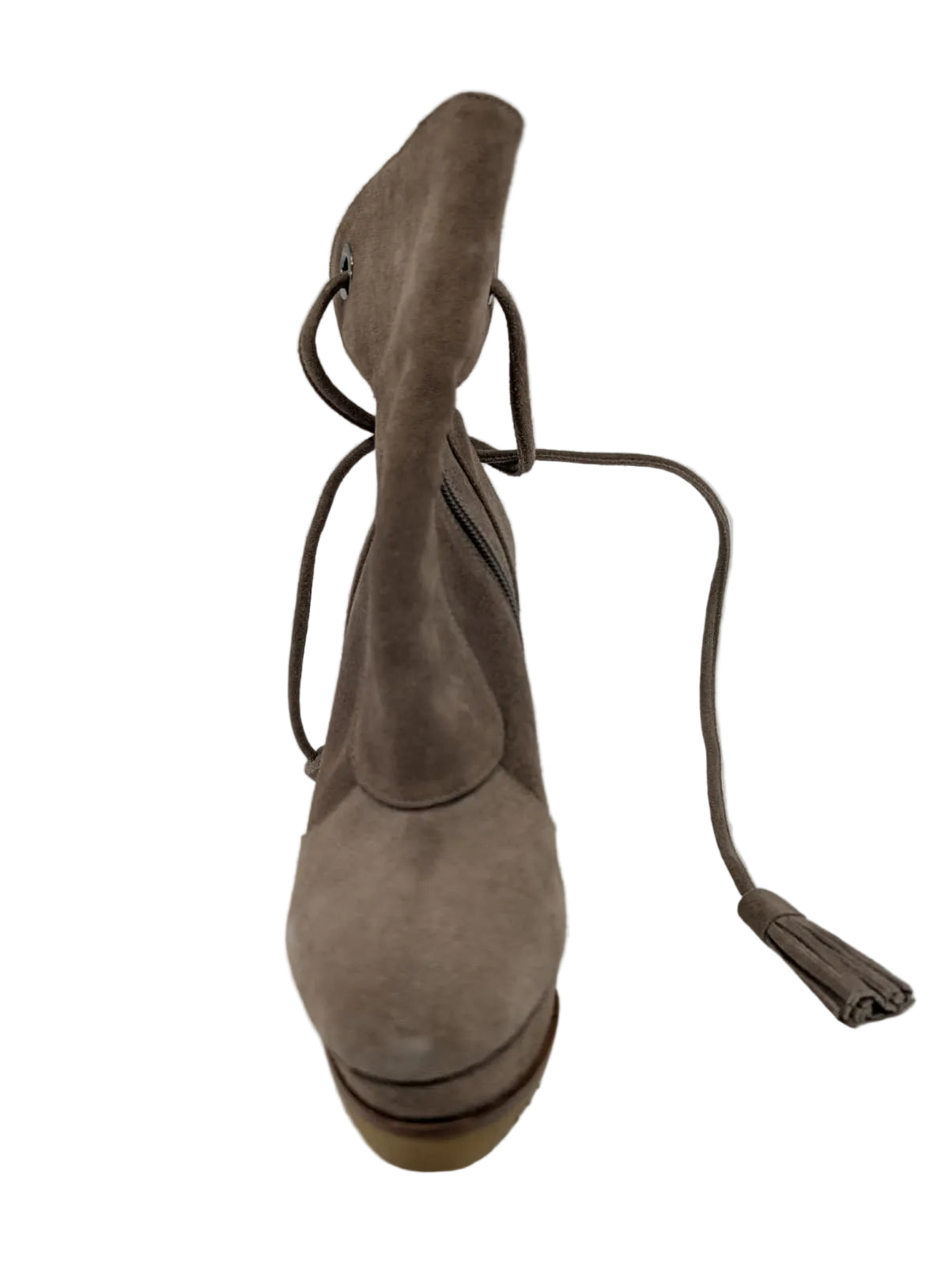 Pura Lopez Taupe Suede Wedge Ankle Boots