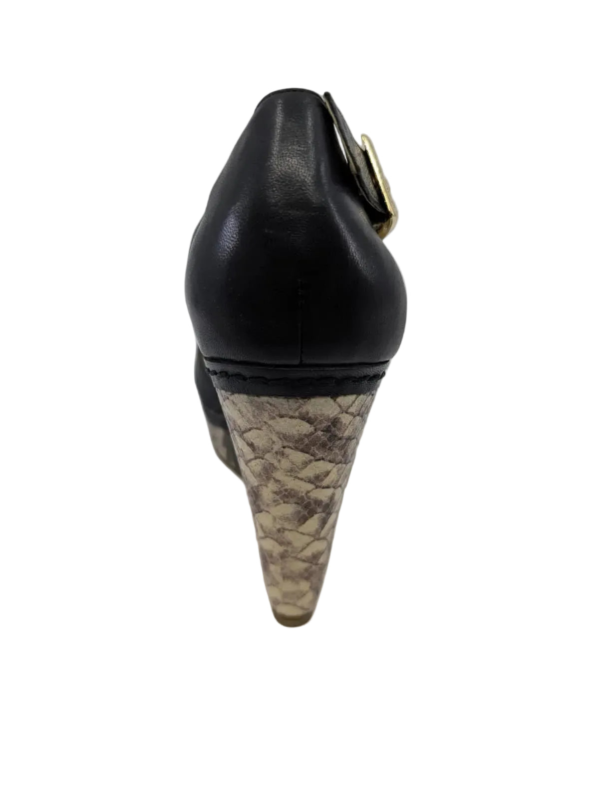 Katherine Black Leather Elaine Turner Wedge Sandals