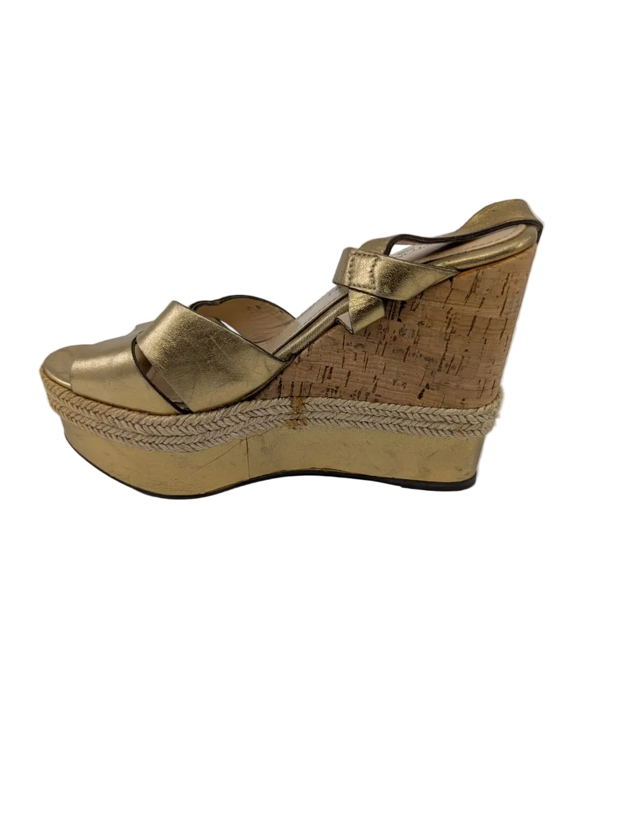 Gastone Lucioli Gold Leather Wedge Sandals