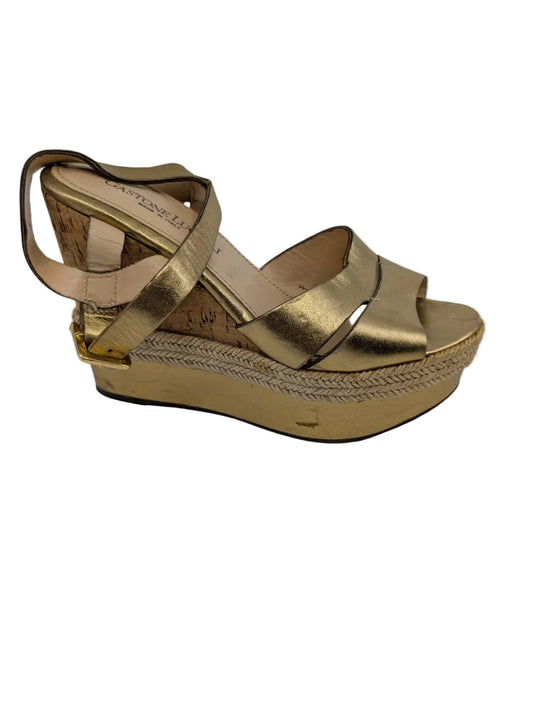 Gastone Lucioli Gold Leather Wedge Sandals