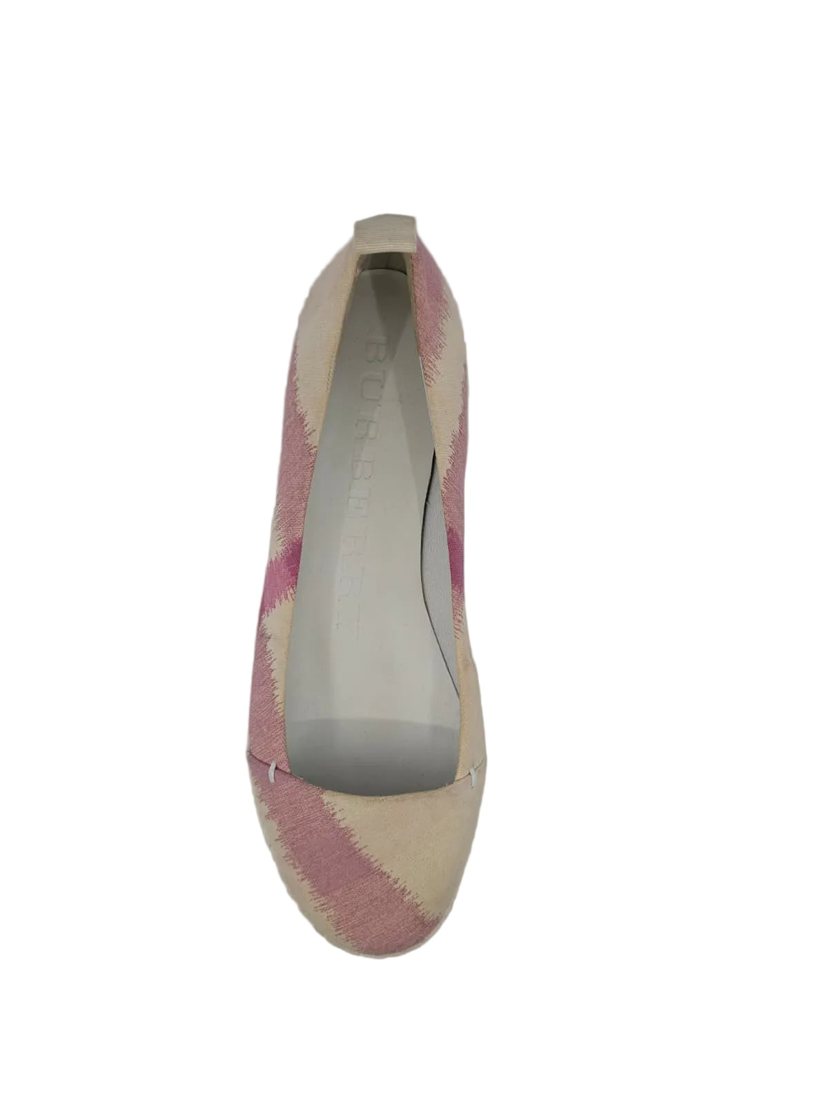 Pink and White Fabric Burberry Ballet Flats